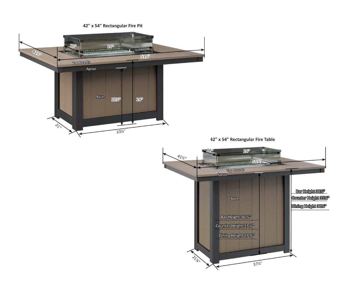 Mesa de fuego rectangular Donoma de 42″ x 54″