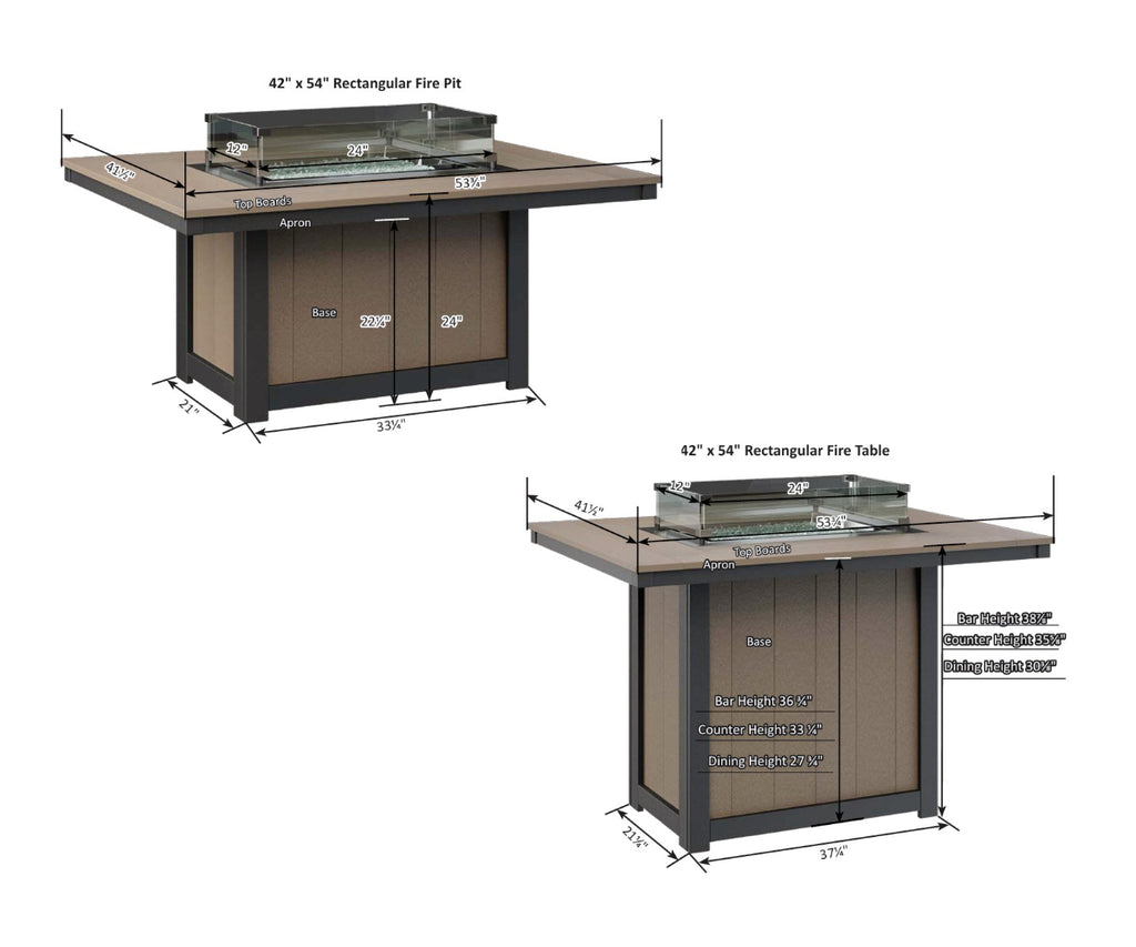 Donoma 42″ x 54″ Rectangular Fire Table