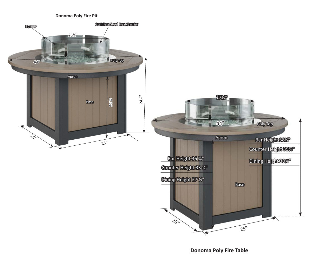 Mesa de fuego redonda Donoma de 44″