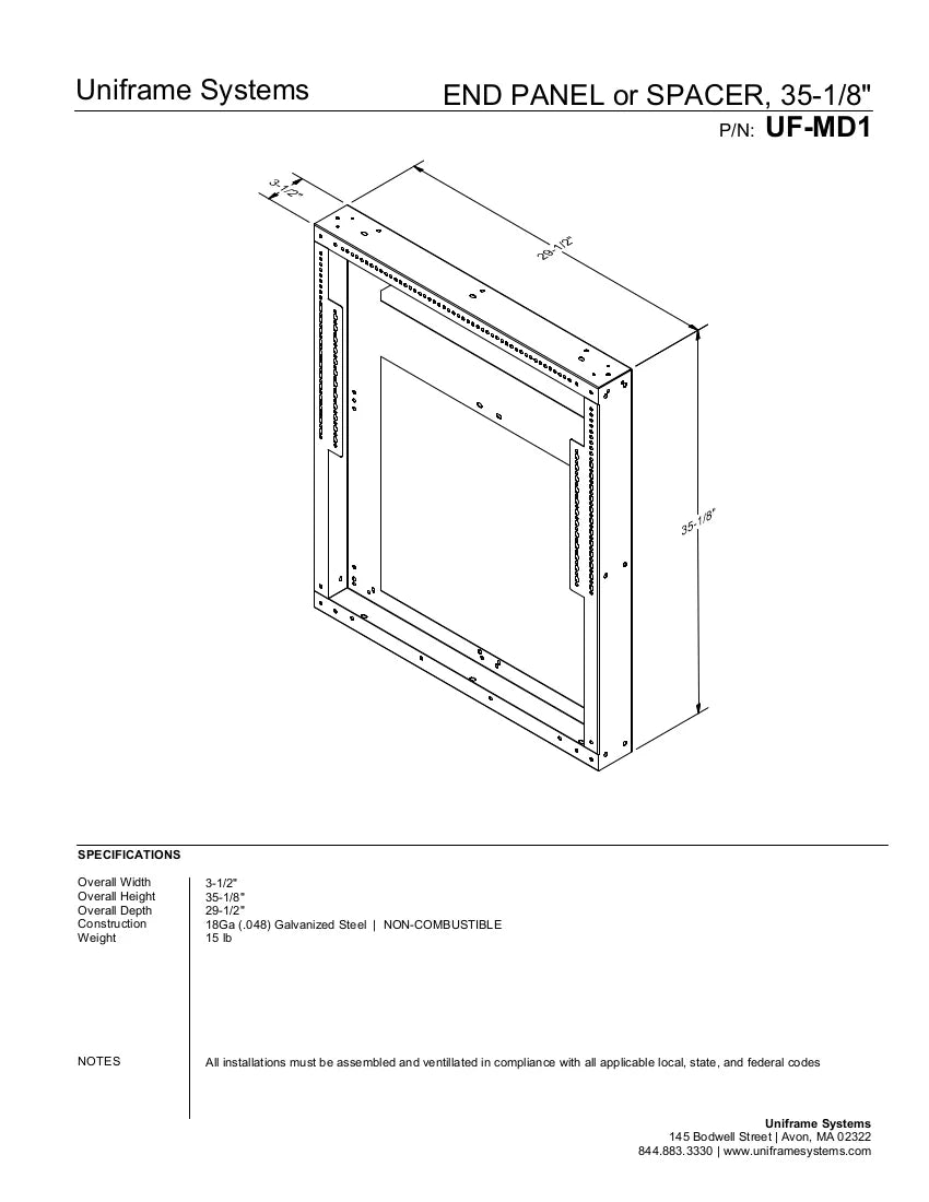 End Panel or Spacer 35-1/8”