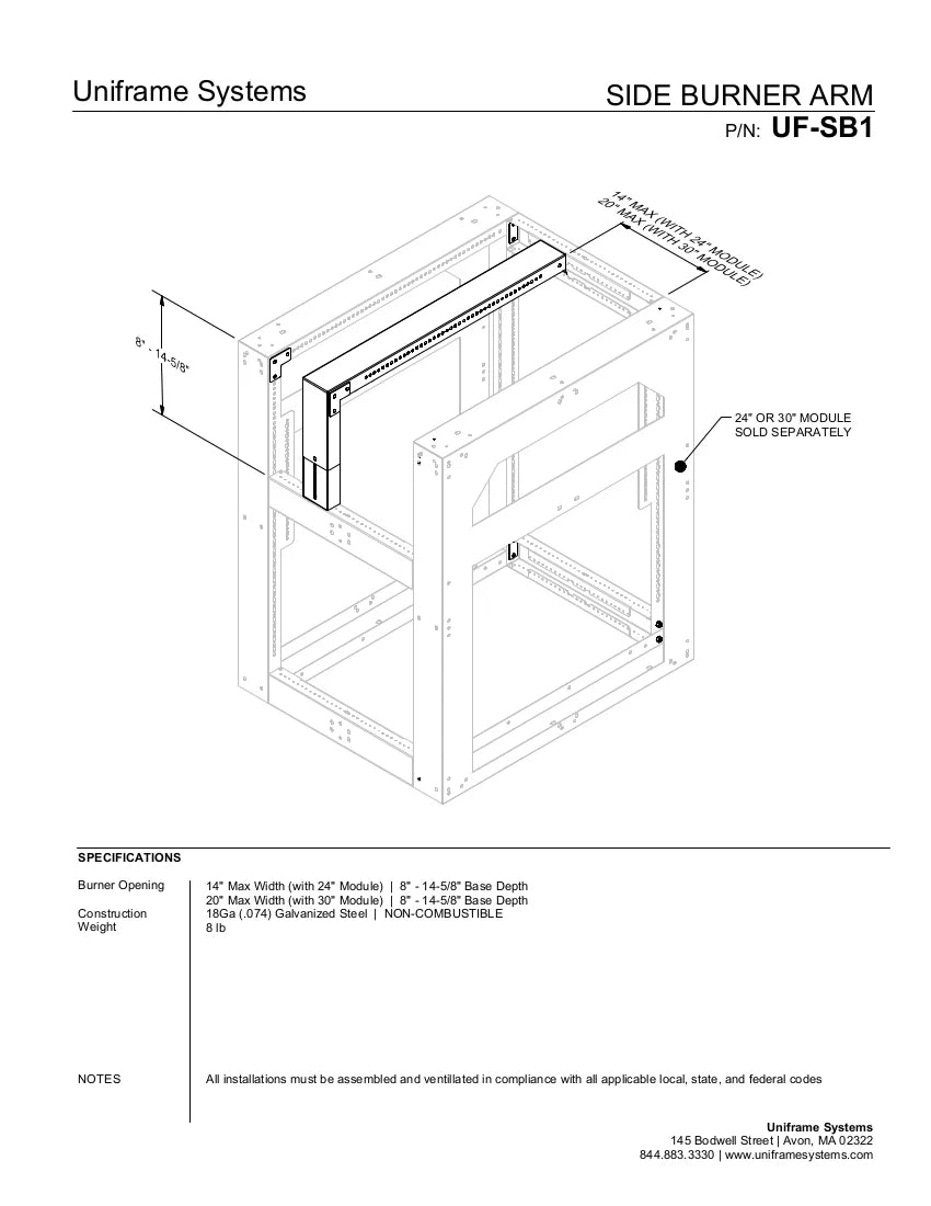 Side Burner Support Arm