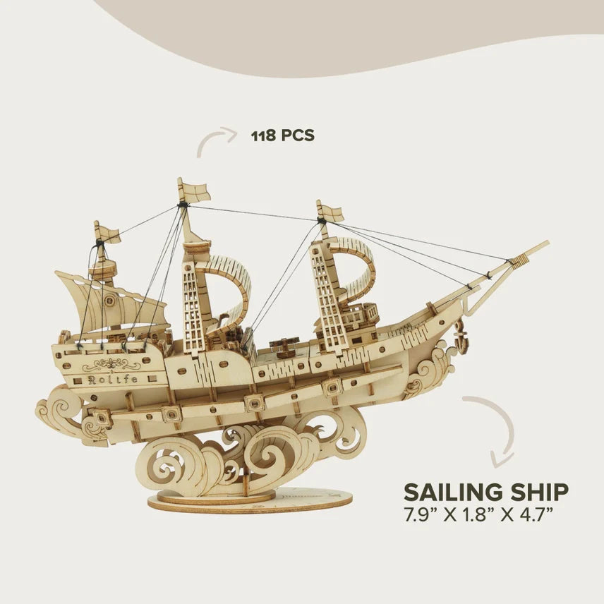 Sailing Ship 3D Wooden Model