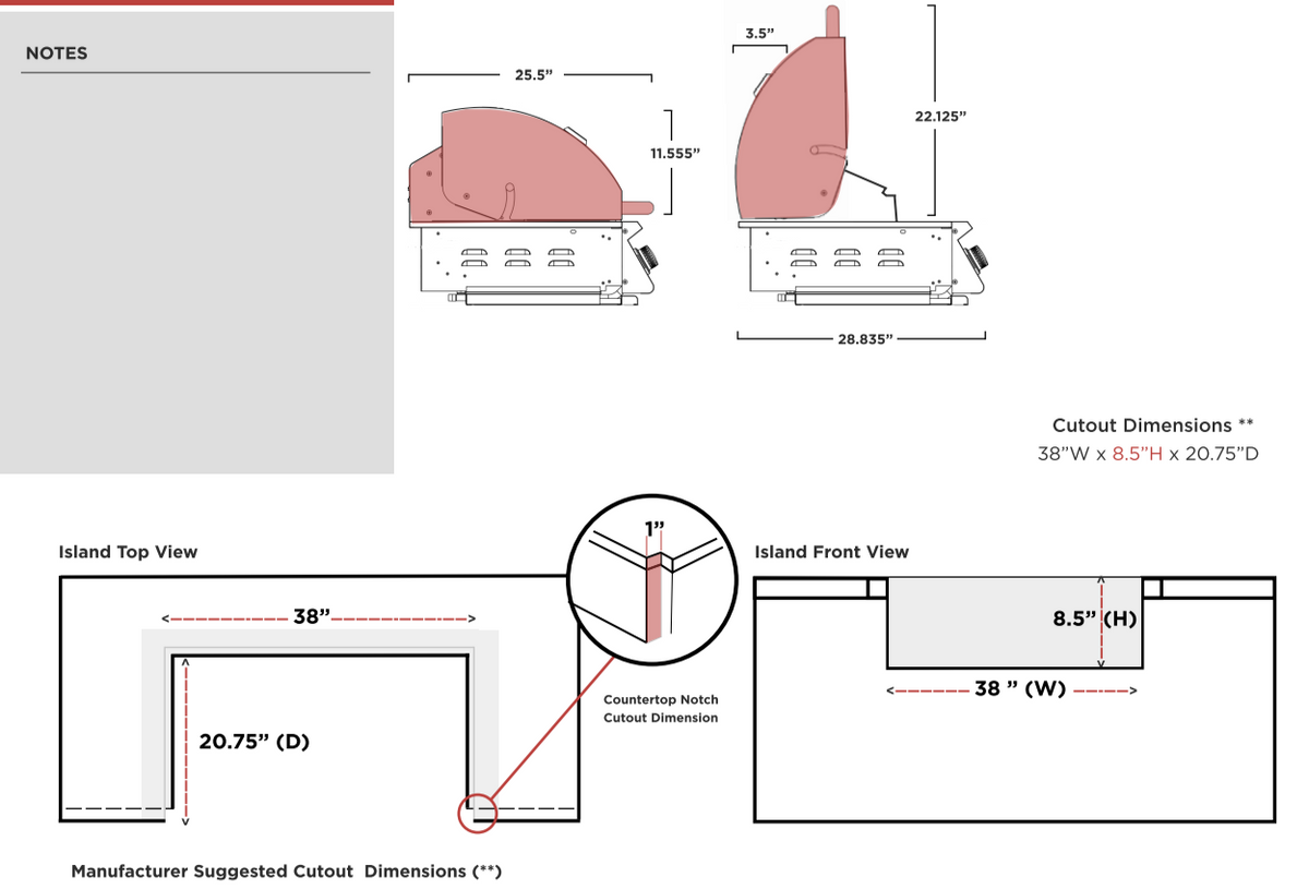 Parrilla empotrada Sizzler Pro de 40"