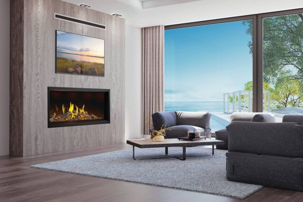 62" Tall Linear Vector Fireplace with Luminous Logs