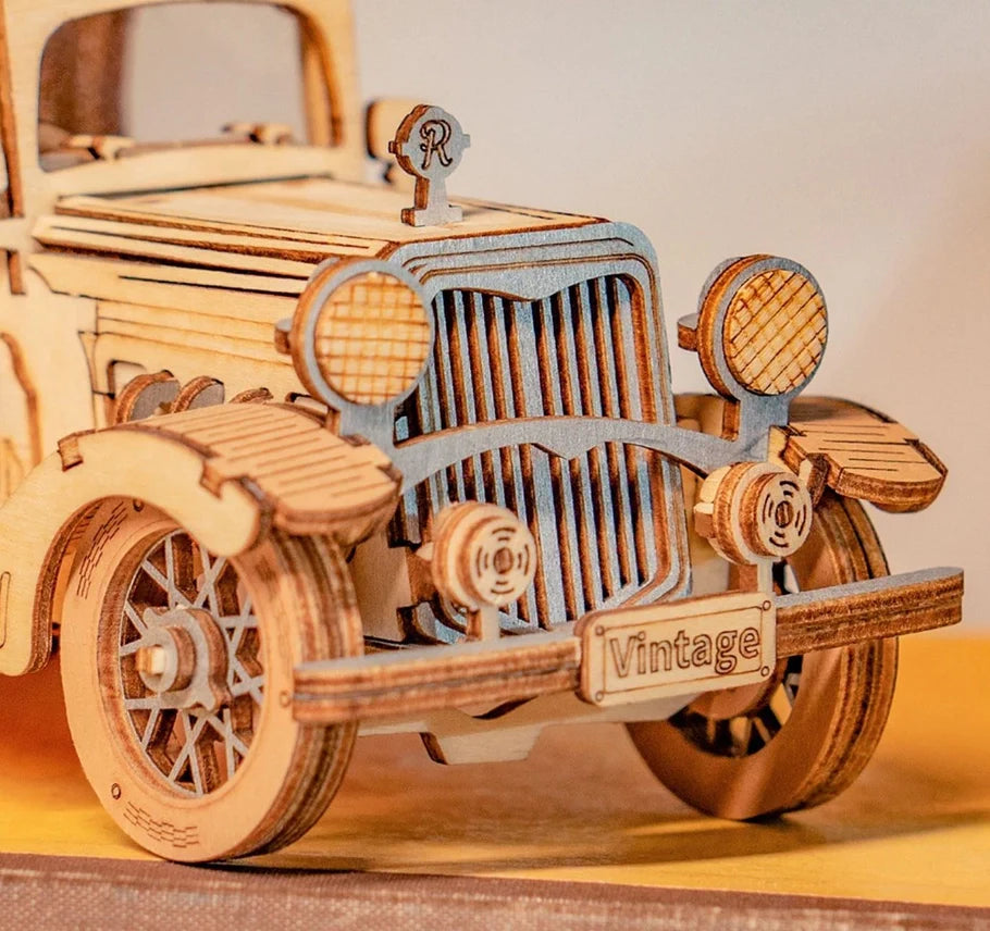 3D Laser Cut Wooden Vintage Car