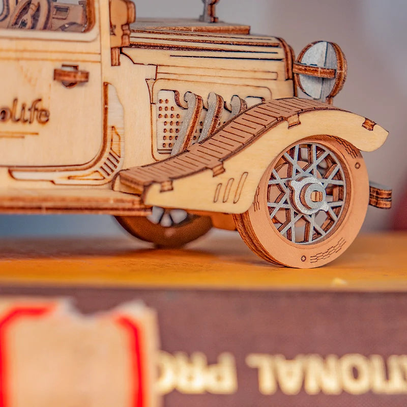 3D Laser Cut Wooden Vintage Car