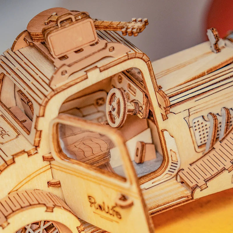 3D Laser Cut Wooden Vintage Car