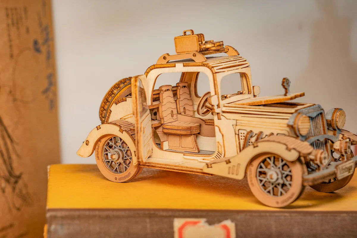 3D Laser Cut Wooden Vintage Car