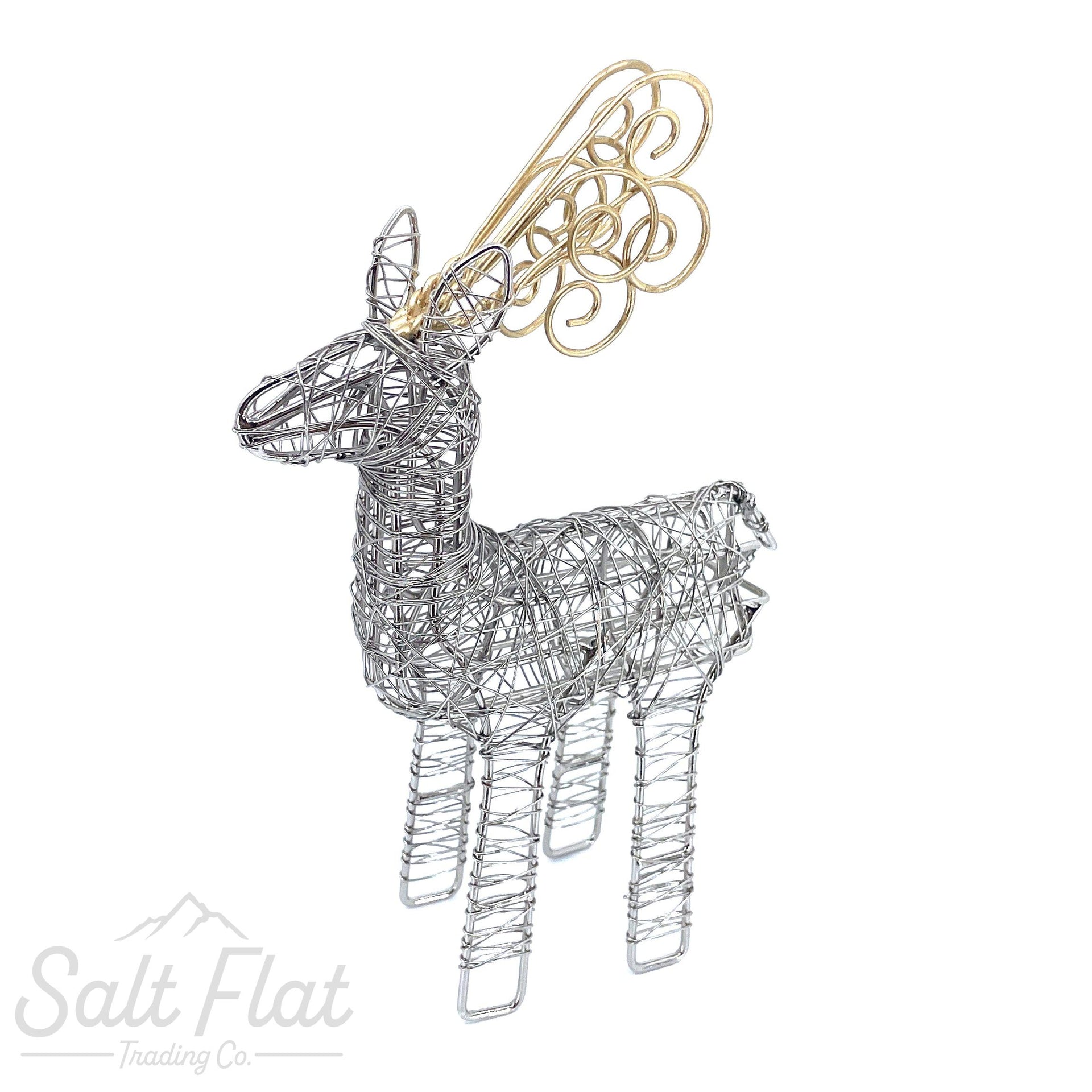 Gold Antler Wrapped Wire Reindeer