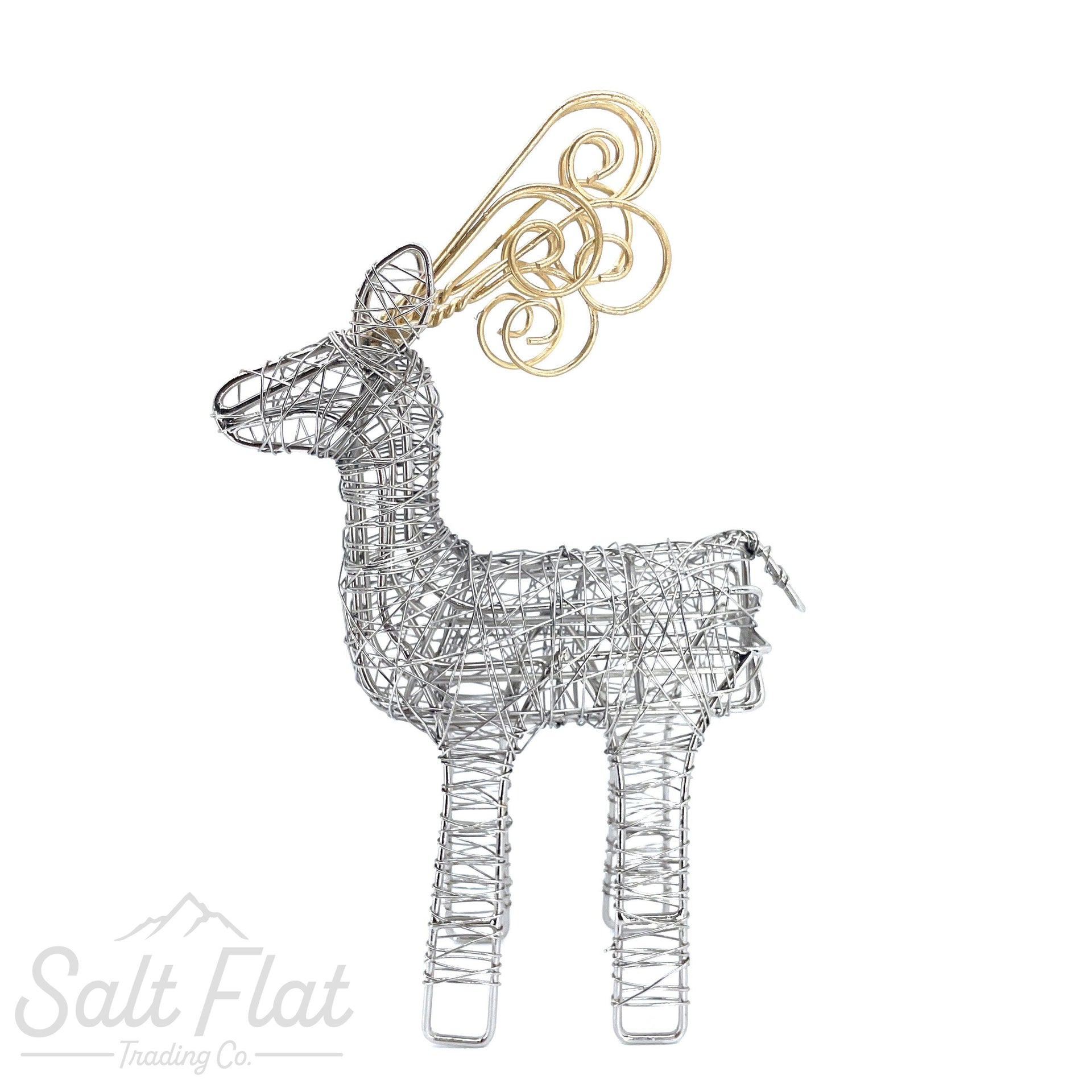Gold Antler Wrapped Wire Reindeer