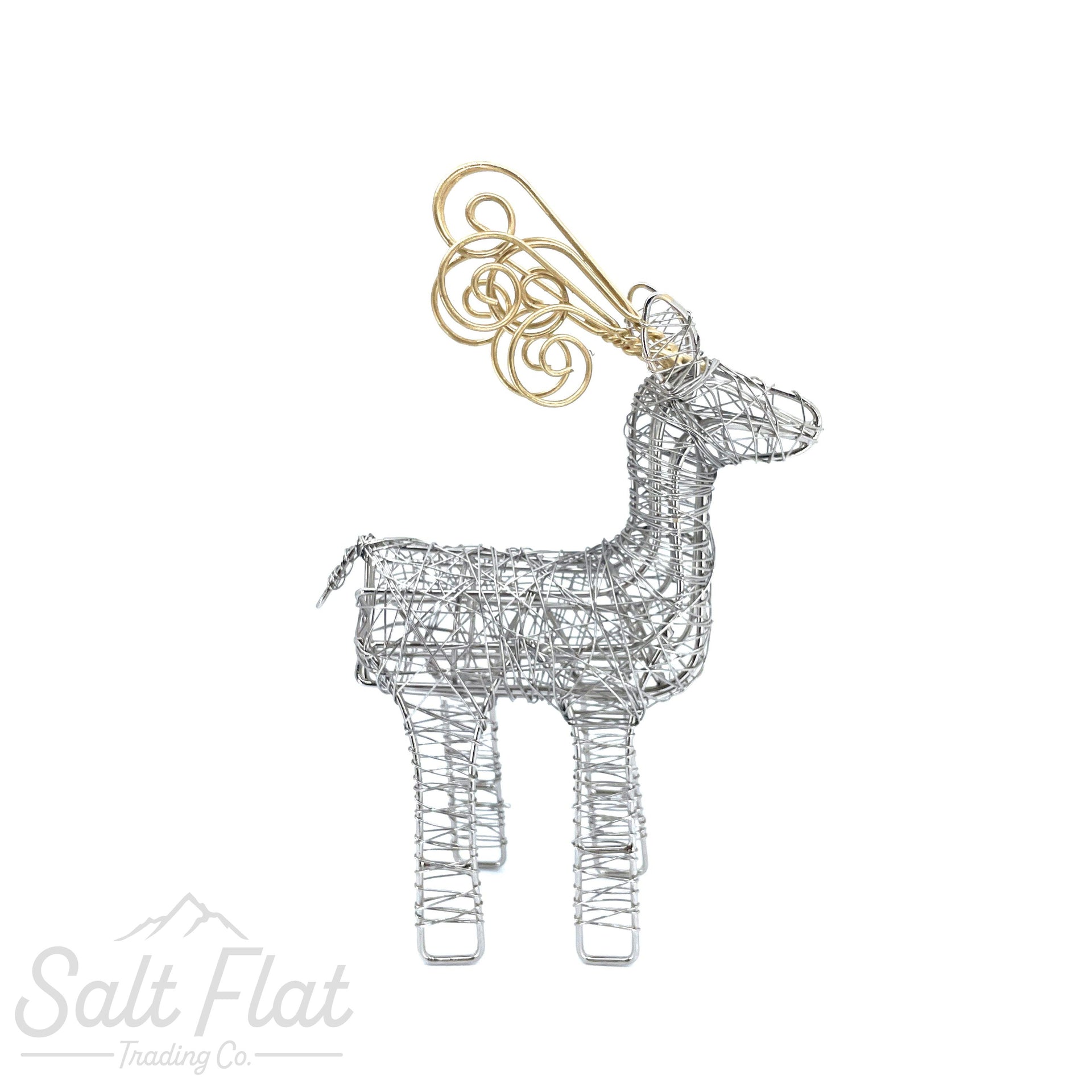 Gold Antler Wrapped Wire Reindeer
