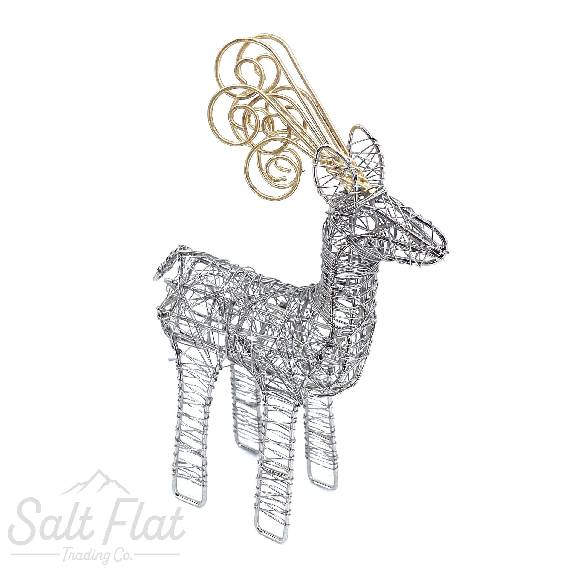 Gold Antler Wrapped Wire Reindeer