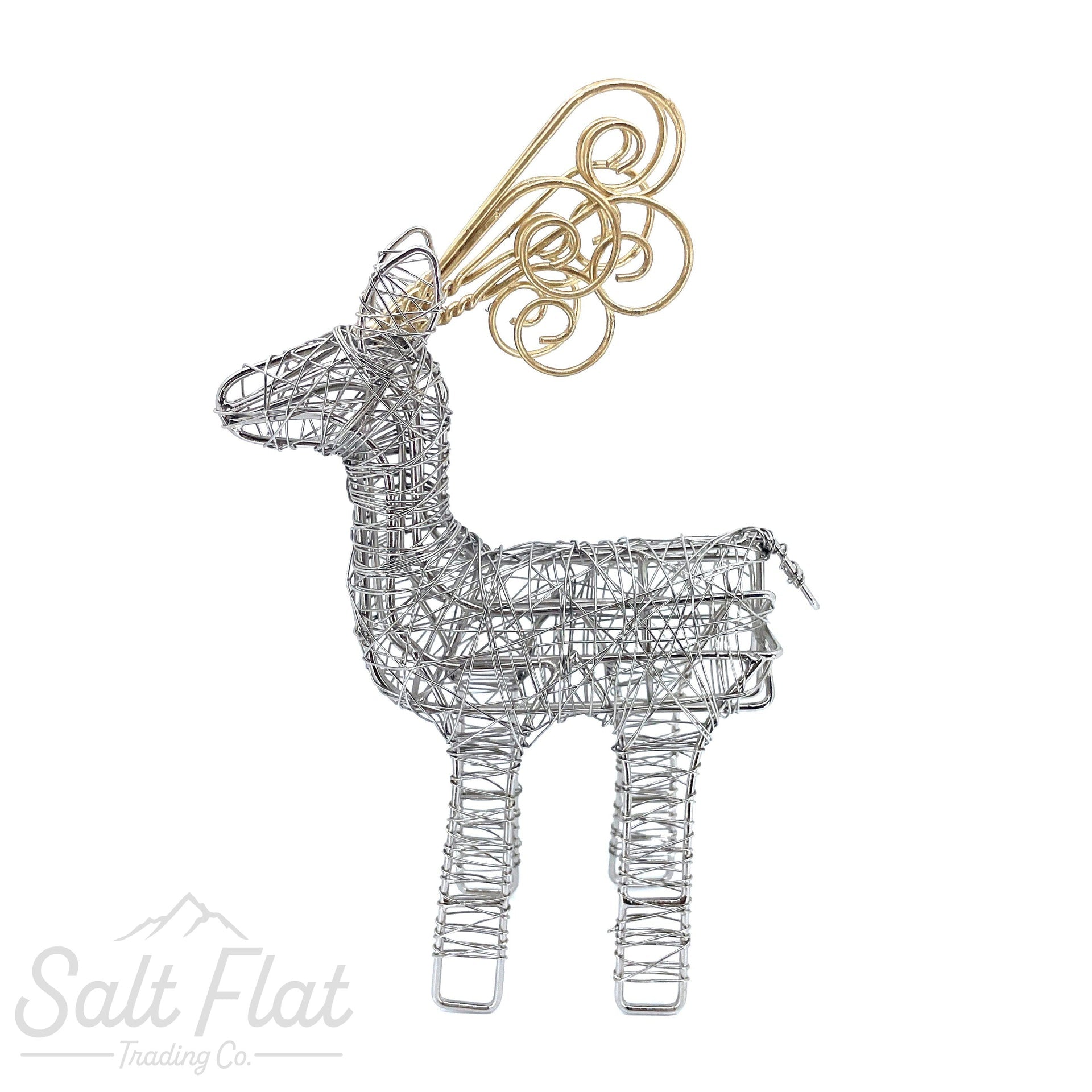 Gold Antler Wrapped Wire Reindeer