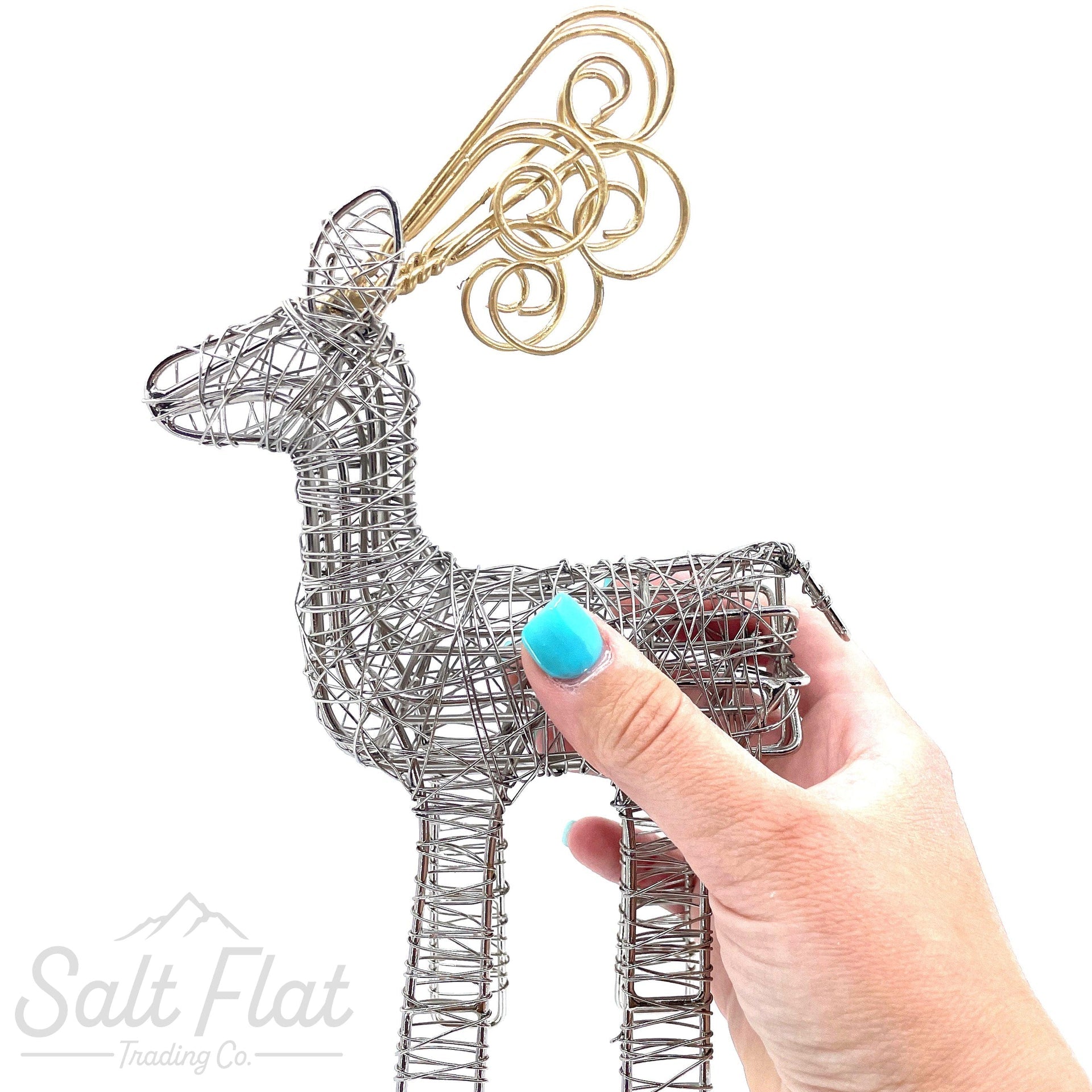 Gold Antler Wrapped Wire Reindeer