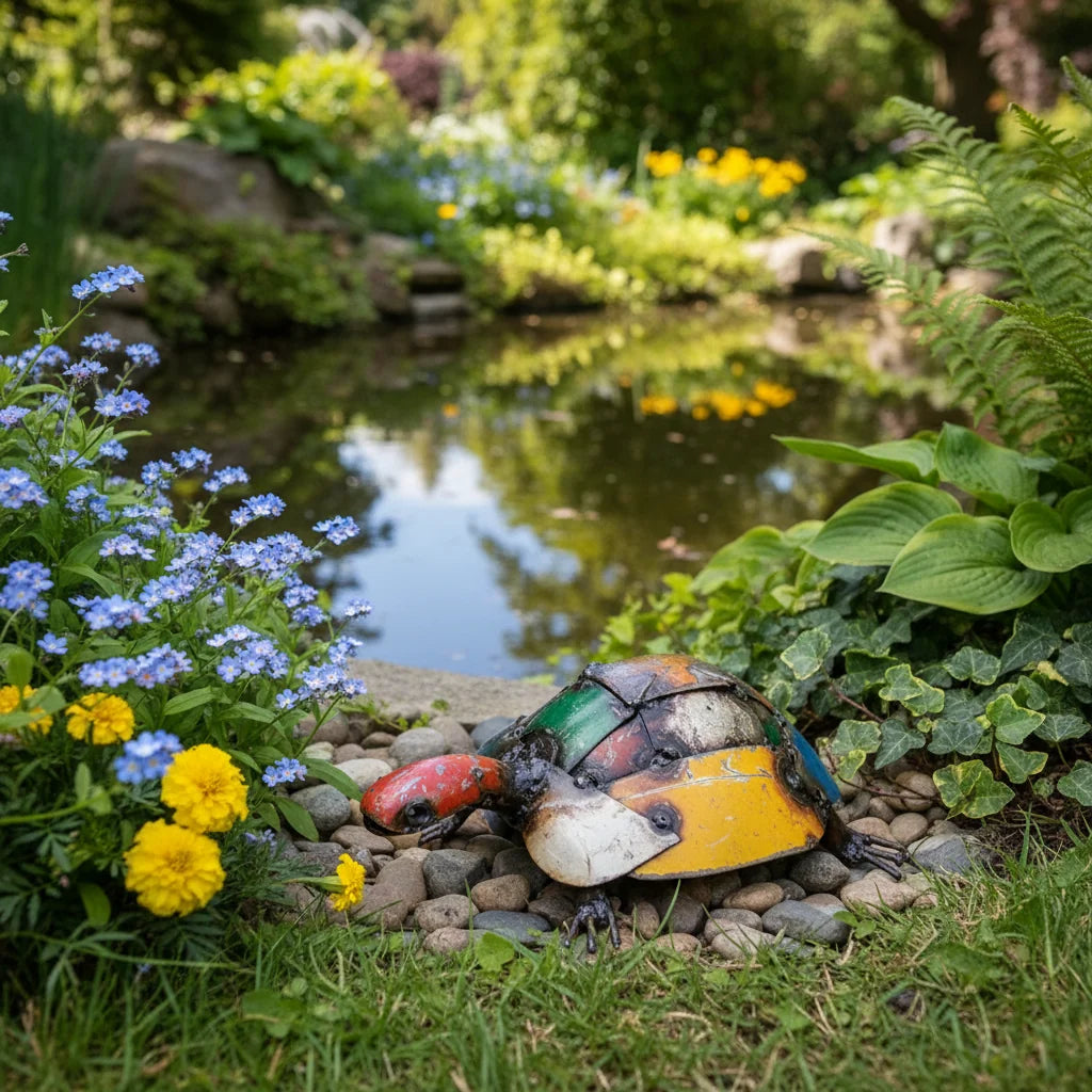 Colorful Recycled Oil Drum Turtle Sculpture