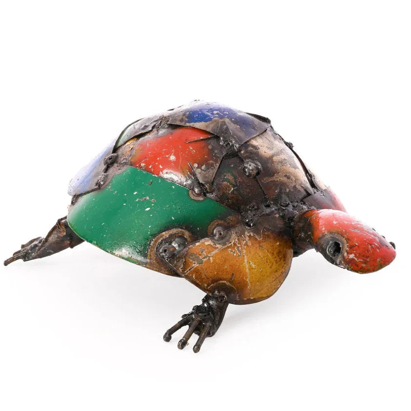 Colorful Recycled Oil Drum Turtle Sculpture