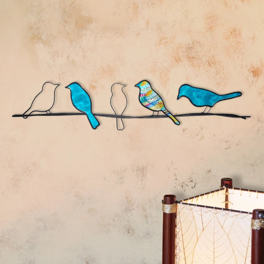 Birds On A Wire Wall Decor | Capiz & Metal