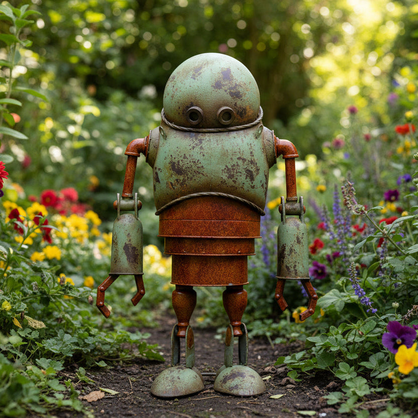 *COMING SOON* Rust Finish Metal Robot Garden Sculpture
