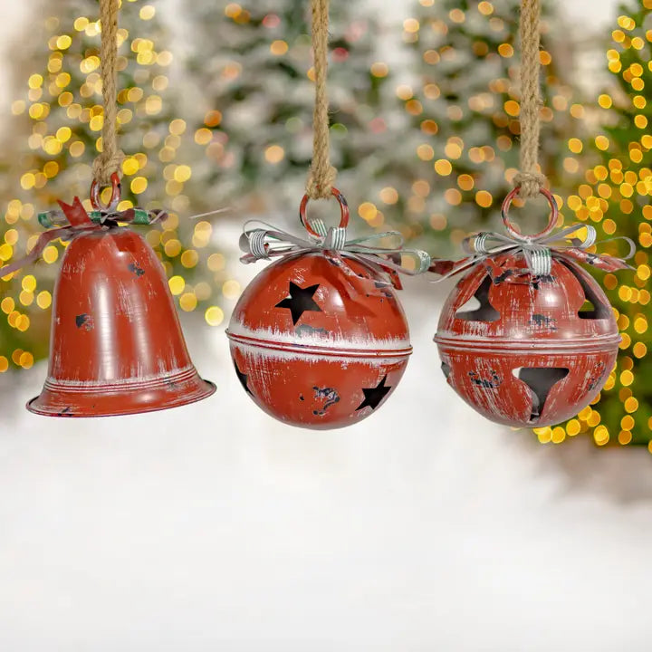 Assorted Style Hanging Christmas Bells- 9Pc