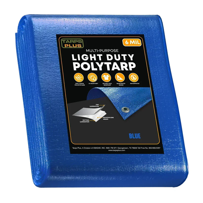 Blue Poly Tarp 10' x 10' by Tarps Plus