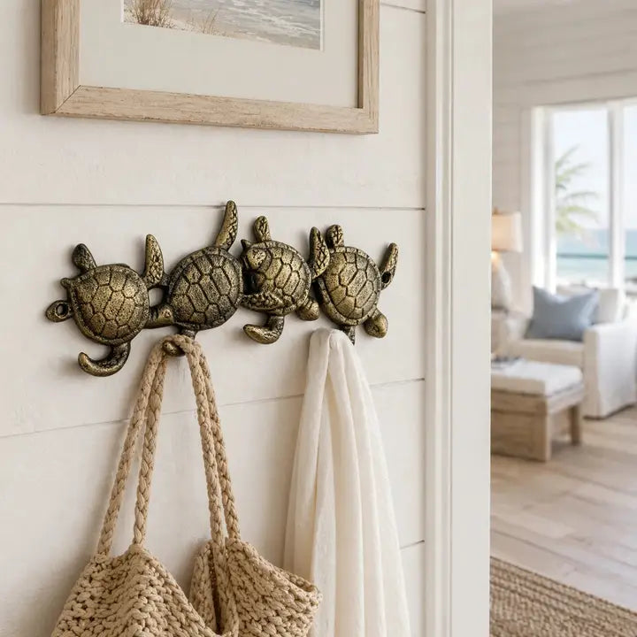 *COMING SOON* Sea Turtle 4-Hook Rack | Cast Iron