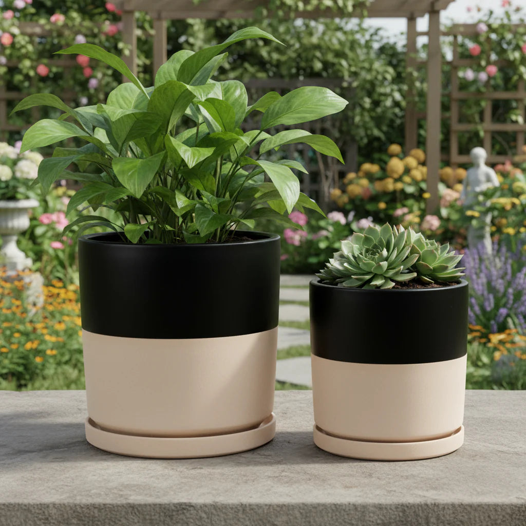 Cylinder Pots with Water Saucers
