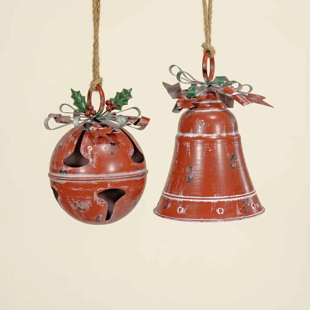 Assorted Style Hanging Christmas Bells | Set of 9