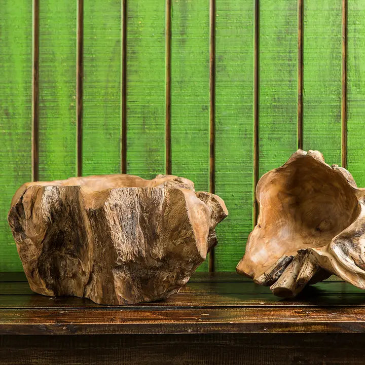 Teak Erosion Wood Bowls