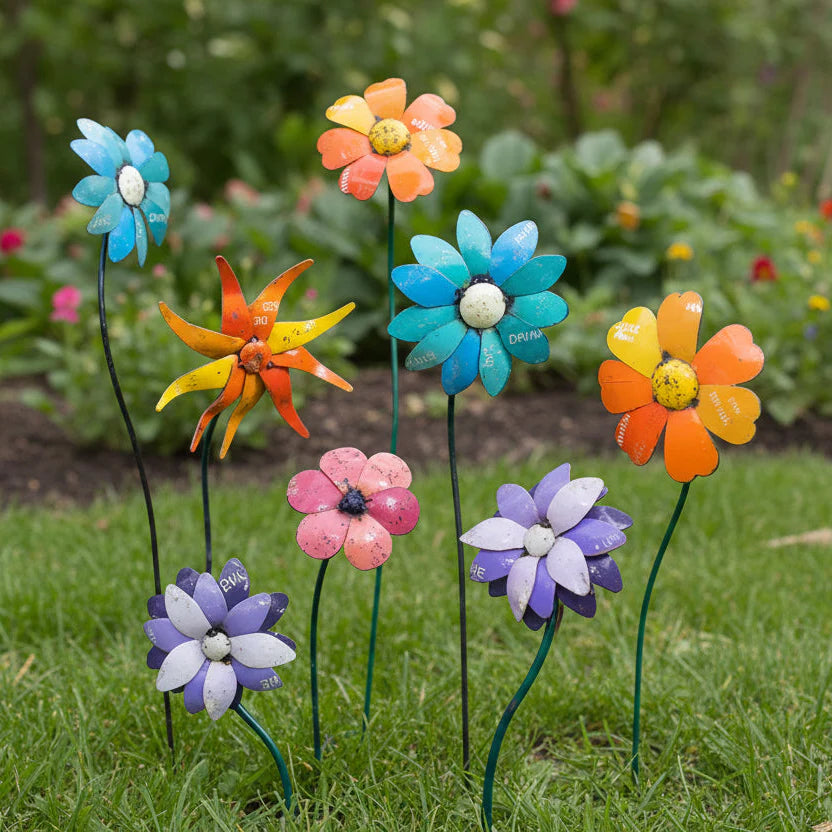 Flores de metal para jardín