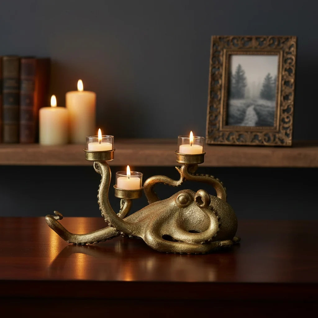 Gold Octopus Votive Holder