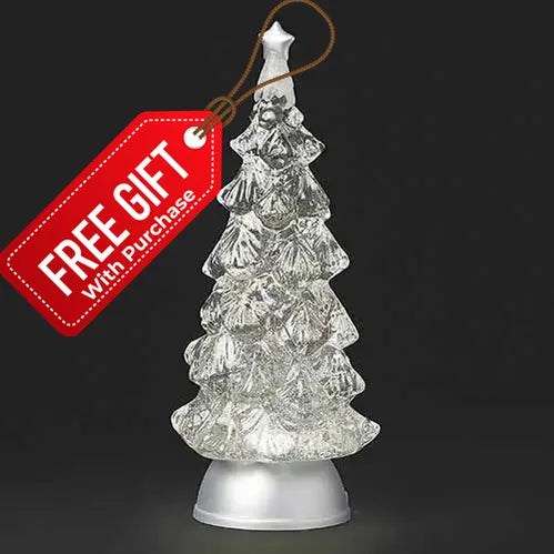 Lighted Swirl Tree with Silver Base