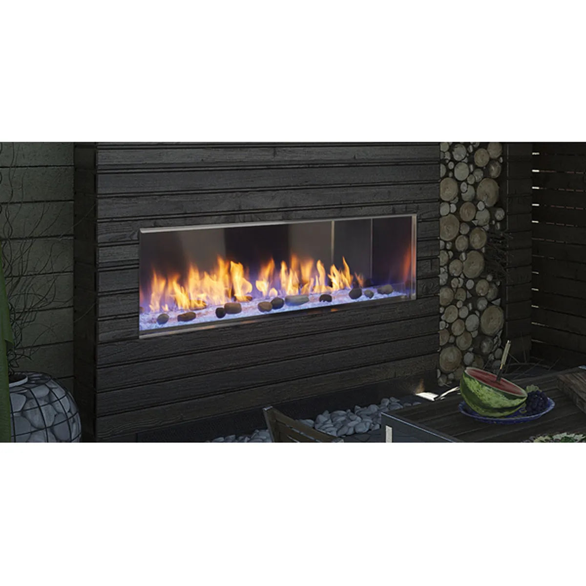 Majestic 60" Lanai Single-Sided Linear Outdoor Gas Fireplace with IntelliFire Ignition