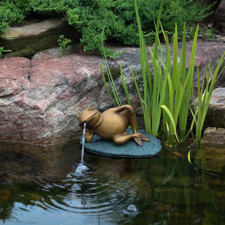 Lazy Frog on Lily Pad Spitter