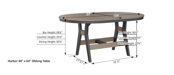 Harbor 44” x 64” Oblong Table