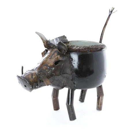 Zimbabwean Recycled Cook Pot Wart Hog Planters